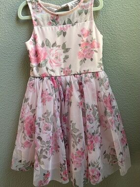 Zhenzi Pink Floral Tulle Party Dress